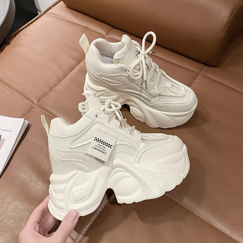 9cm Inner Height Women's Shoes Thick-soled Small High-heeled Dad Shoes All-match Sports Casual Shoes 2025 Summer New 9cm Inner Height Women's Shoes Thick-soled Small High-heeled Dad Shoes All-match Sports Casual Shoes 2025 Summer New