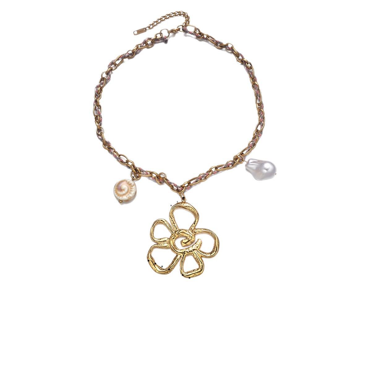 Collar de acero inoxidable TENA Europa y los Estados Unidos Collar de perlas de flores de nicho de lujo ligero Acero de titanio no desvanecer joyería explosiva transfronteriza