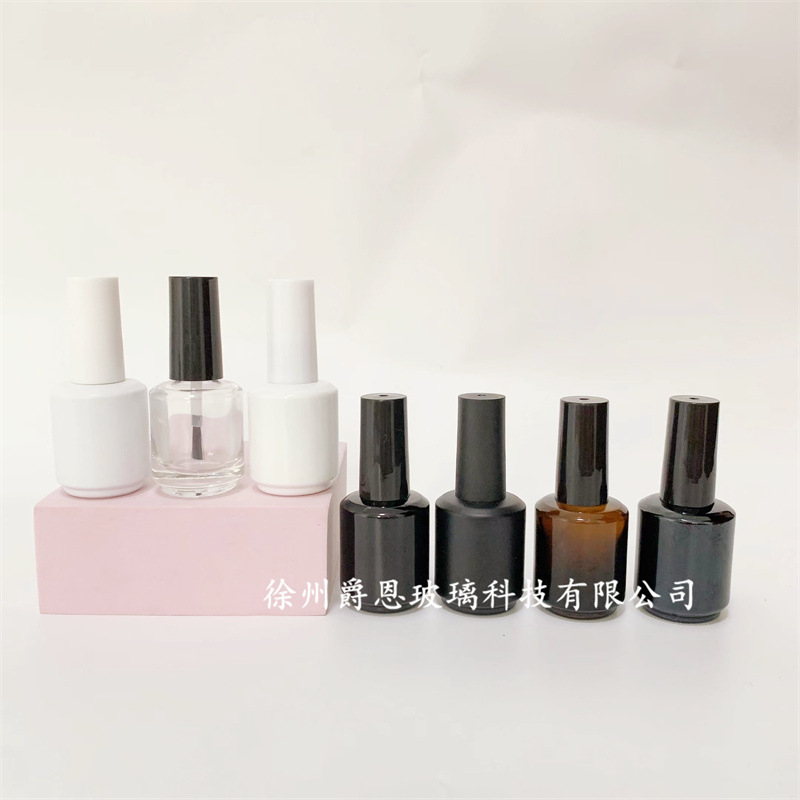 不透光指甲油瓶 15ML 玻璃甲油胶空瓶CND指甲油胶瓶光疗胶哑光黑