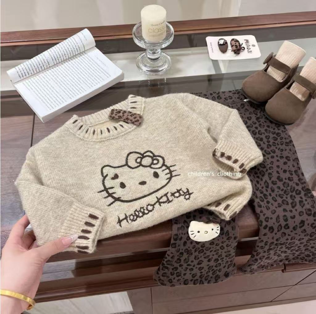 Conjunto de 2 piezas de suéter y pantalón estampado para niñas de algodón para primavera y otoño image 2