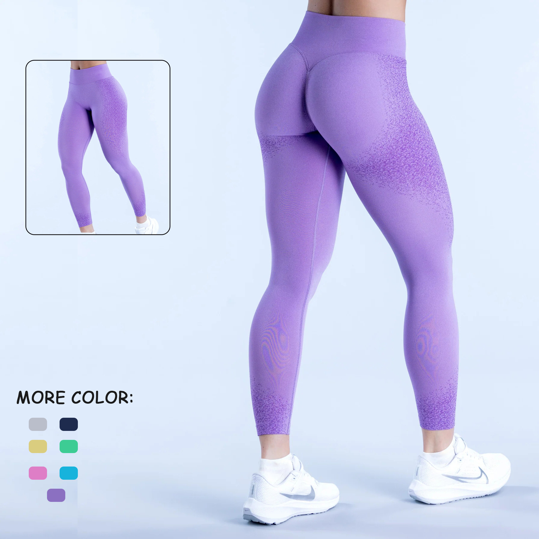 Cross-border Explosions DFYNE Seamless Knitted Yoga Pants Women's Three-section Waist Pleated Hip Peach Sports Fitness Pants