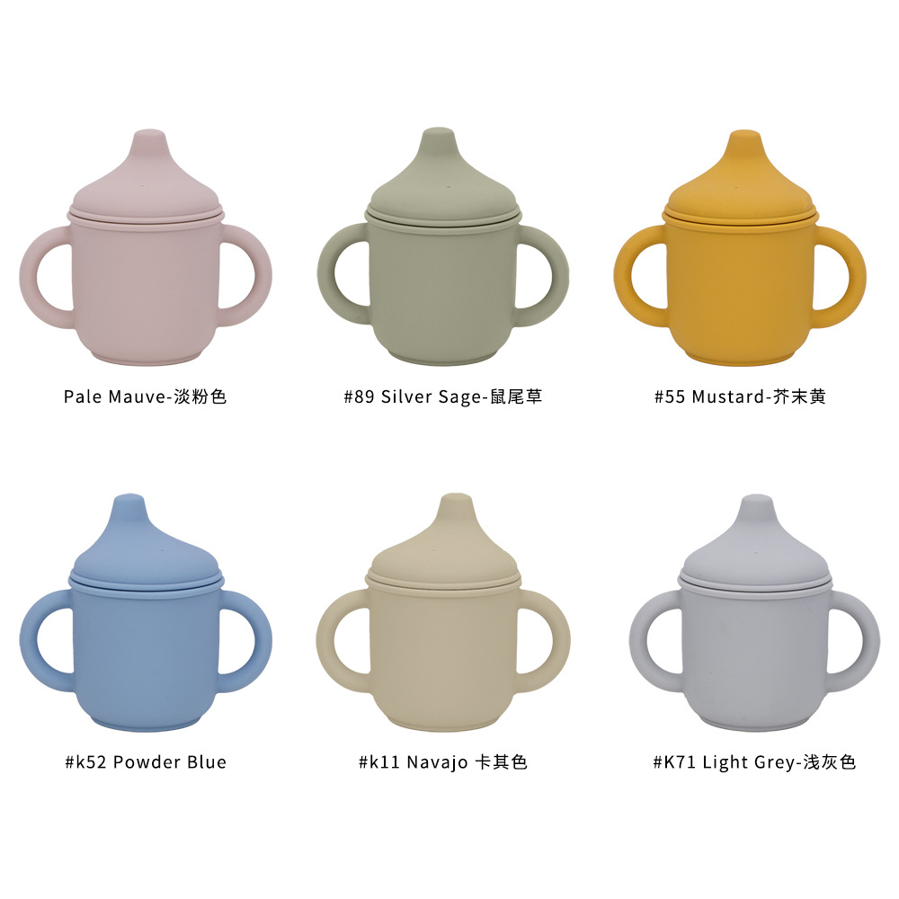 廠家直銷鴨嘴杯硅膠嬰兒學(xué)飲杯寶寶便攜雙把手水杯兒童大容量杯子