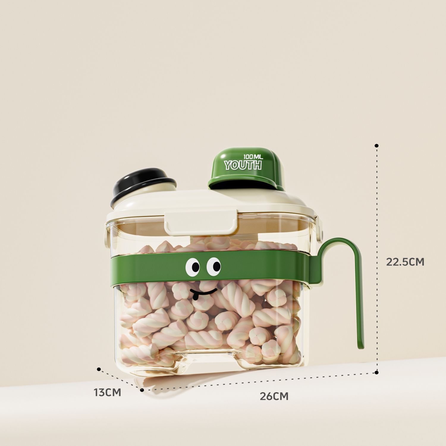 Cartoon pet food storage jar small green 2800ml
