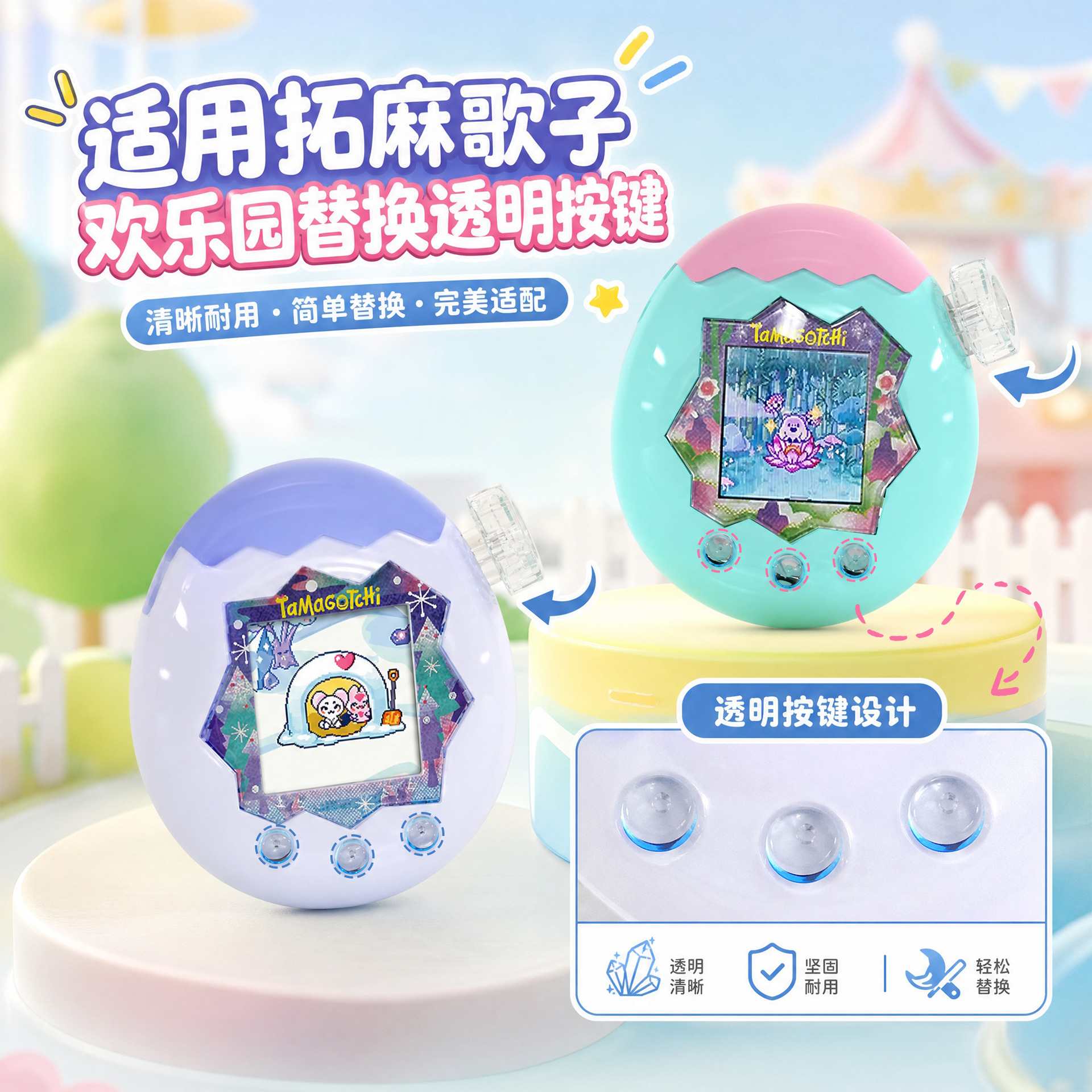 타마고치 환락원 Tamagotchi 투명 교체 버튼 Paradise 교체 다이얼 부품 적용