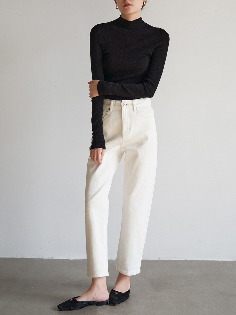 ChicShe ChicShe Seamless One-Piece Commuting Elegant Half-Turtleneck Wool Knit Sweater For Women Autumn Base Layer Top Inner Wear_voghion.com