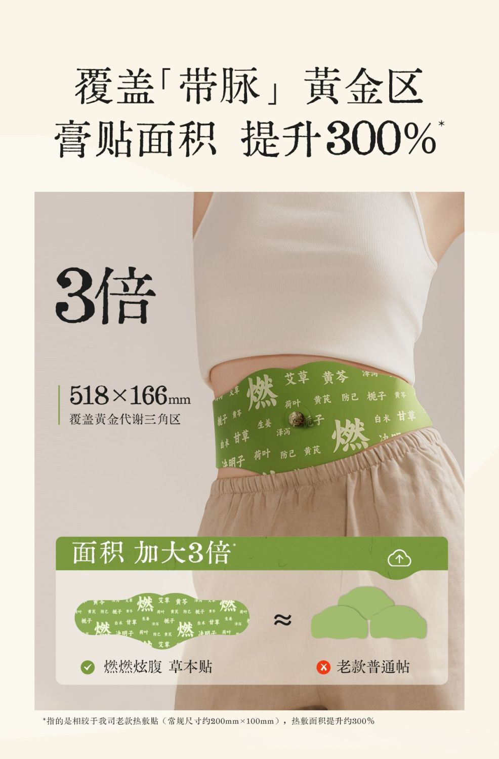 Ran Ran Xuan Fu Herbal Belly Patch with Mugwort Navel Patch 30x12 Small Size key features