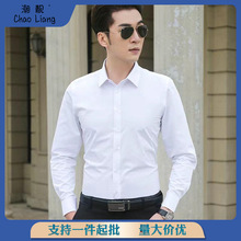 白衬衫男款白色衬衫男长袖修身春秋季韩版商务衬衣百搭色帅气上衣