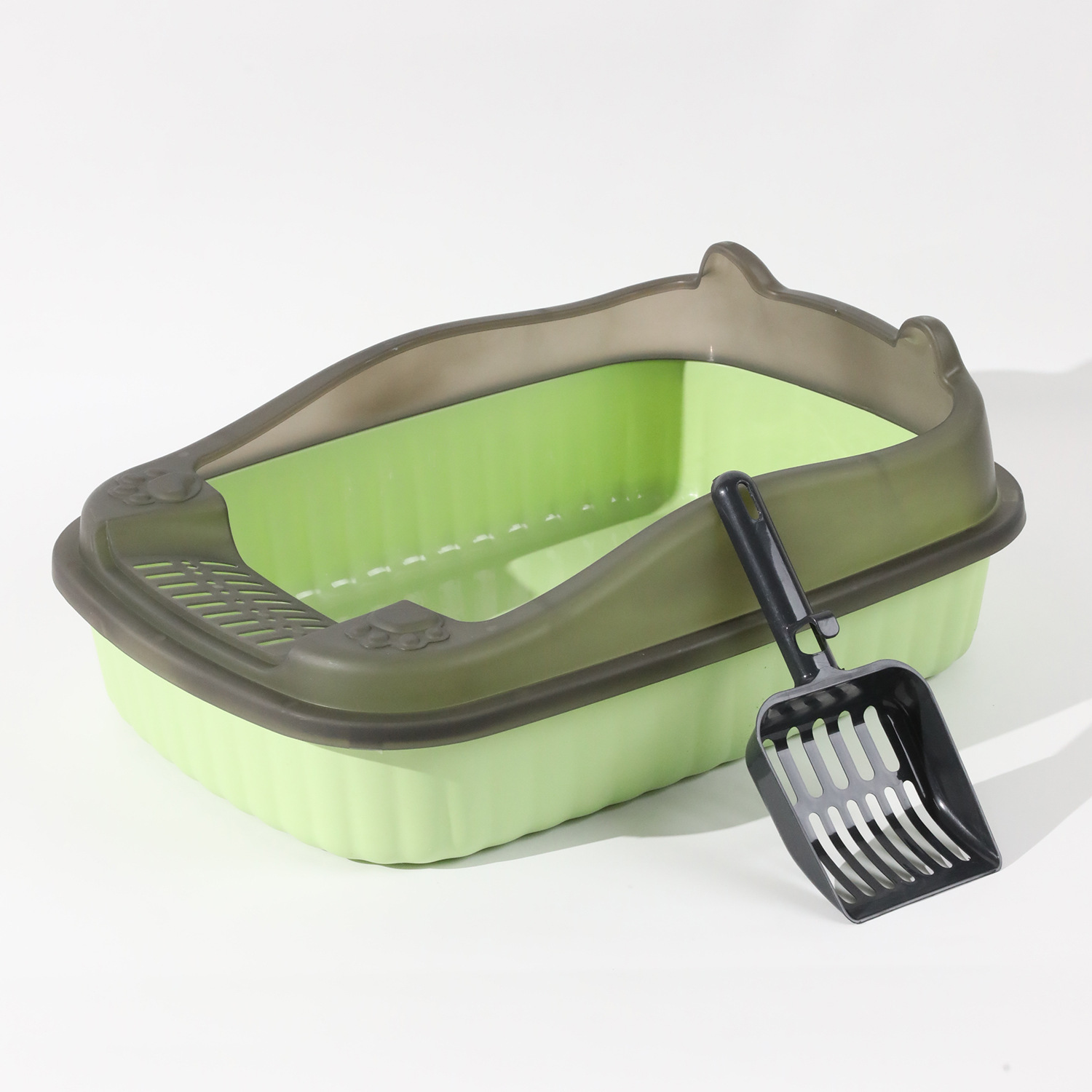 Lavabo de arena para gatos, inodoro para gatos semicerrado de gran tamaño, cerca alta, palangana de heces para gatos, palangana de arena para gatos, suministros para mascotas para gatos