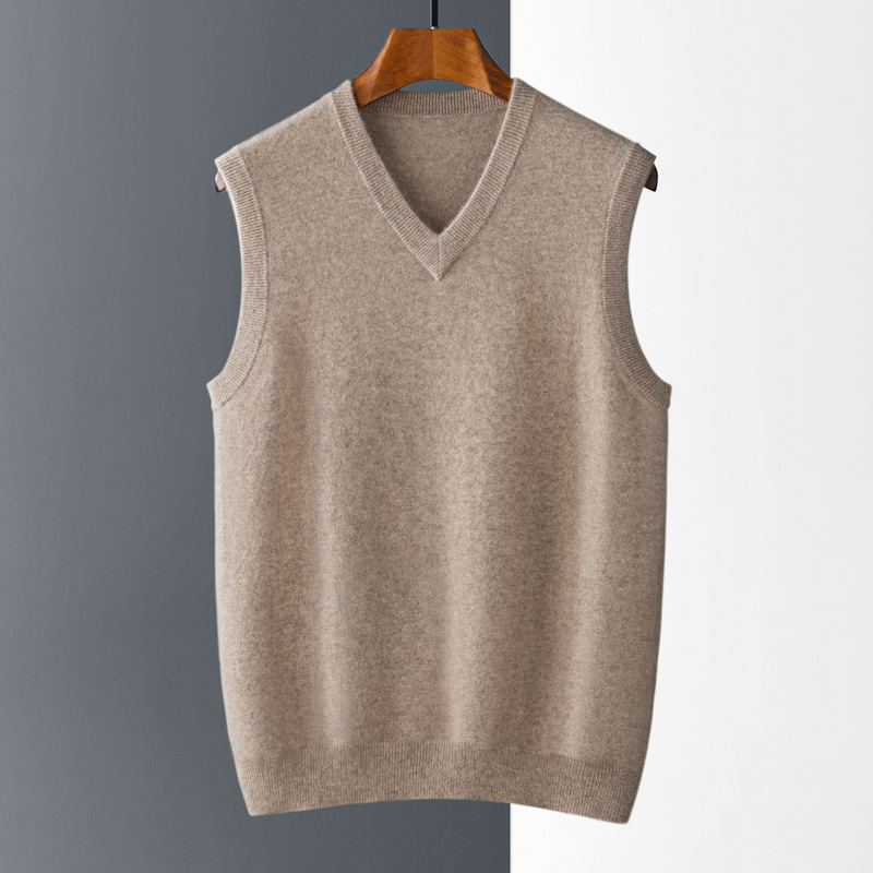 Clearance Sale of Unique Items~ Men's Solid Color Cashmere Sweater V-Neck Vest Casual Large Size Sleeveless Loose Vest