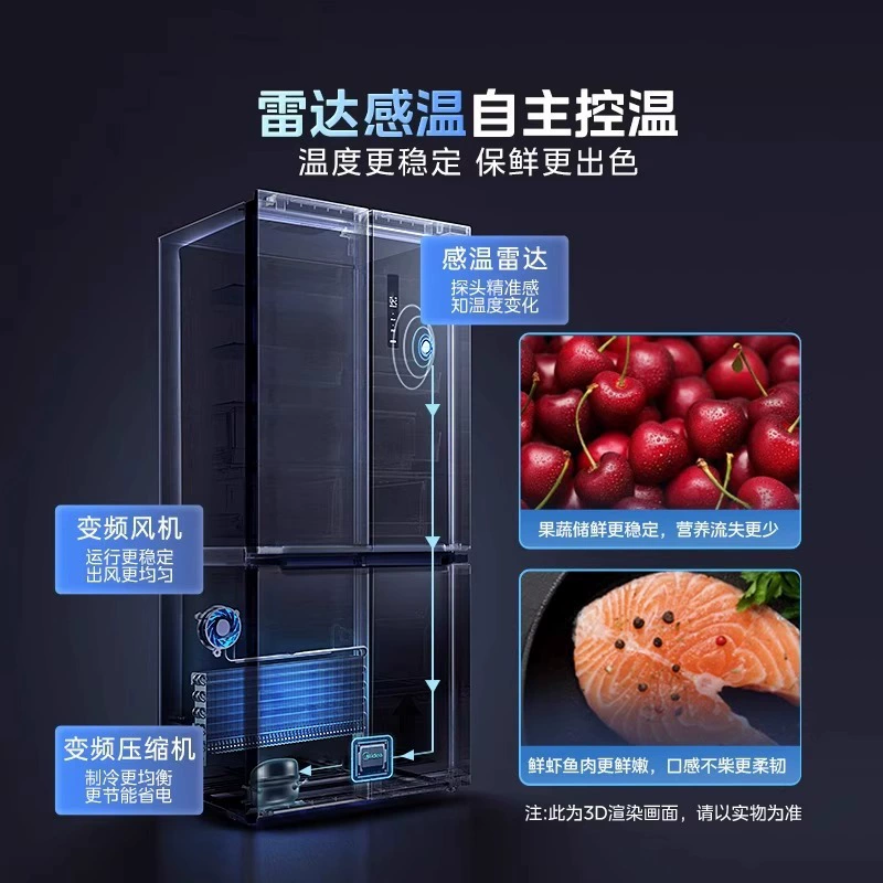 Холодильник Midea BCD‑480WSPZM(E), 480 л, 4‑дверный, инверторный, воздушное No‑Frost