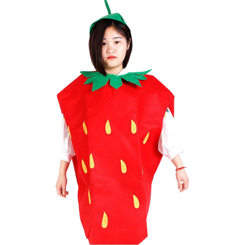 Día del niño adulto ropa para niños modelado de frutas y verduras protección del medio ambiente desfile de moda ropa de rendimiento de etapa padre-hijo