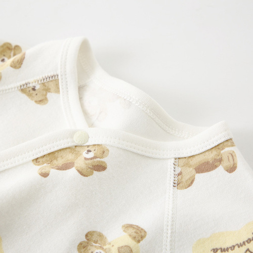 I love mom and dad baby harem all seasons pure cotton long-sleeved lace-up romper cute bear newborn one-piece