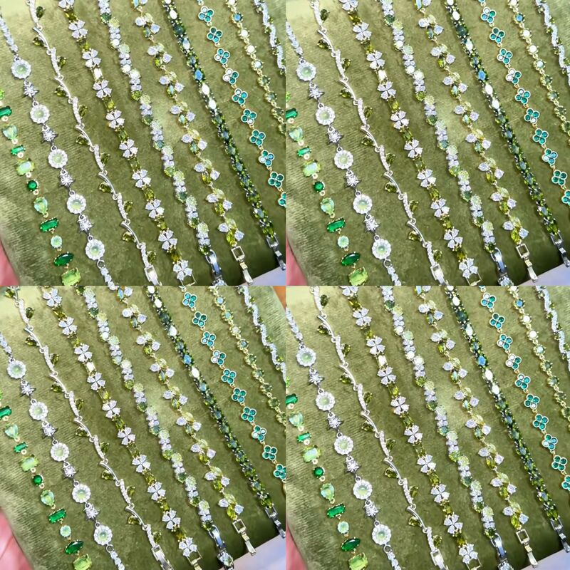 Spring and Summer Fresh Green Zircon Bracelet, Light Luxury, High-End Fashion Bracelet, Exquisite Design, Versatile Hand Jewelry for Women Spring and Summer Fresh Green Zircon Bracelet, Light Luxury, High-End Fashion Bracelet, Exquisite Design, Versatile Hand Jewelry for Women