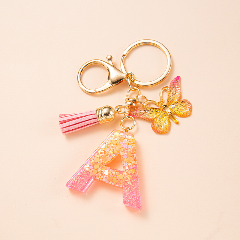 24g Weight Bag Pendant, Keychain Classification 1 Piece Quantity Holiday, Daily Occasion Resin Material Letter, Butterfly Pattern Unisex Gender Elegant, Commute Style Elegant Commute Letter Butterfly Resin Unisex Bag Pendant Keychain 无