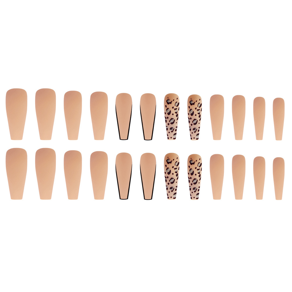 Venta caliente transfronteriza, ropa de uñas, uñas con estampado de leopardo de chicas calientes europeas y americanas, uñas postizas de ballet largas desmontables al por mayor