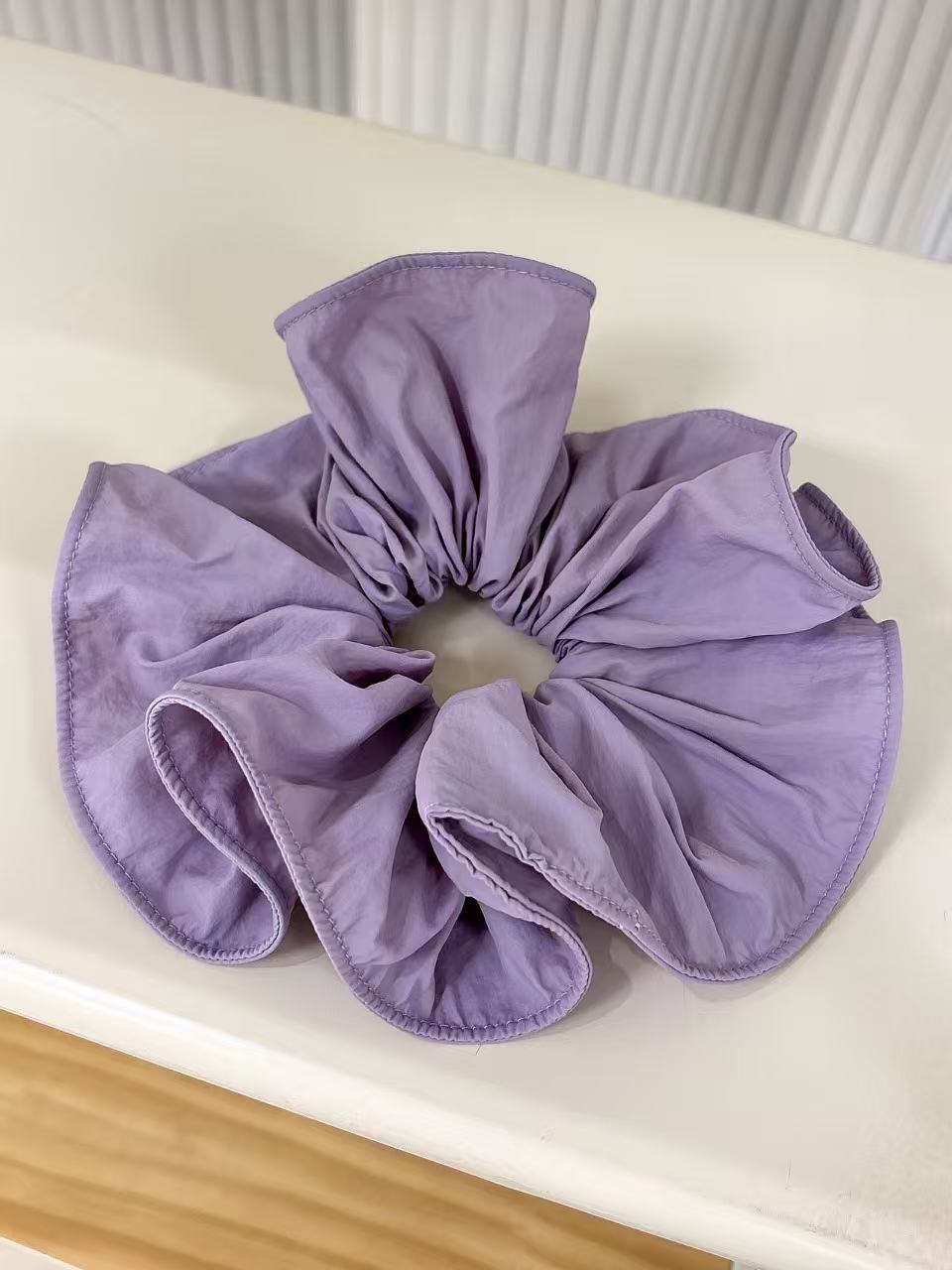 Super Brightening~ Klein Blue Morandi Color Series Simple Solid Color Pleated Large Hair Tie Fashionable Niche Hair Rope
