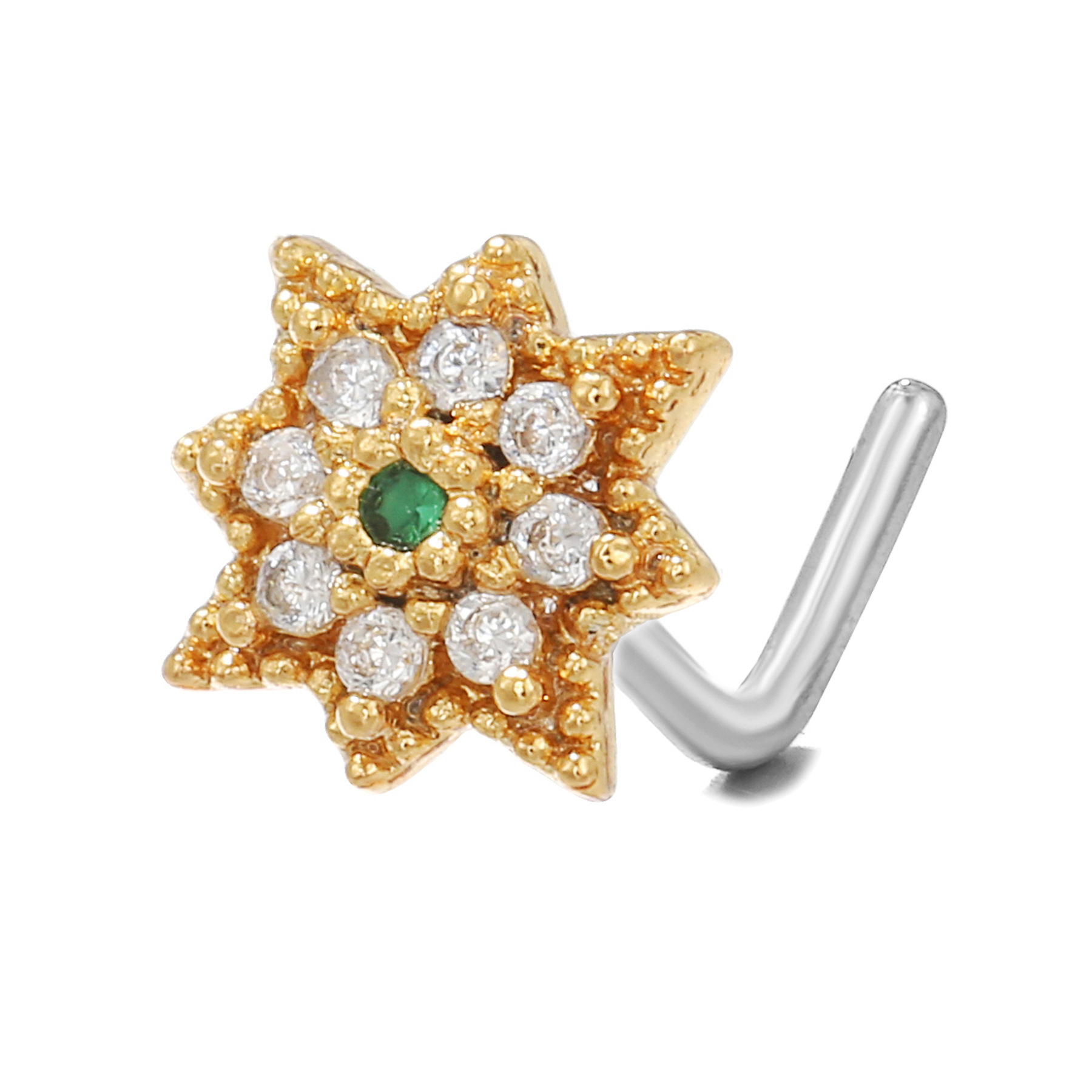 Geometric Zircon Nose Stud In Copper Colour Micro Inlaid Design_voghion.com