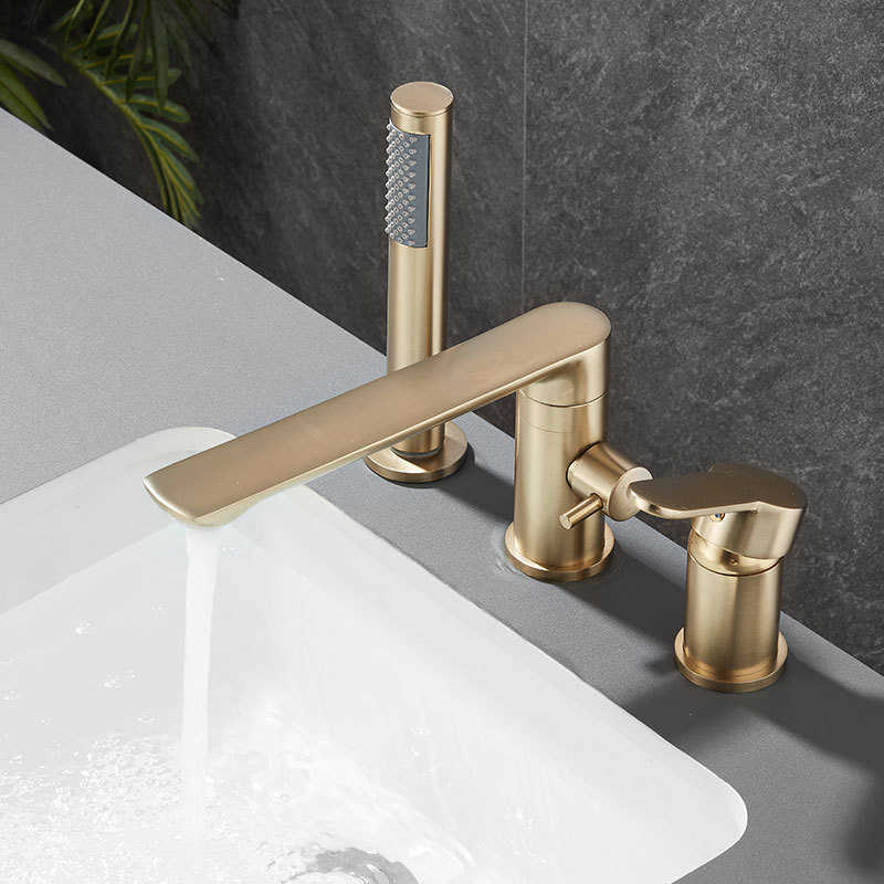 All-copper gun, grey bathtub faucet, side-mounted split hot and cold water faucet, three-piece set, bathroom showerhead, rotatable Specification drawing