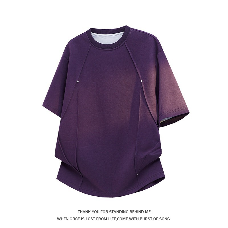 Daily Wear 260g Cotton Fabric with Original Rivet Design on the Surface, Overall Cotton Content, Trendy Drop Shoulder Sleeves Daily Wear 260g Cotton Fabric with Original Rivet Design on the Surface, Overall Cotton Content, Trendy Drop Shoulder Sleeves