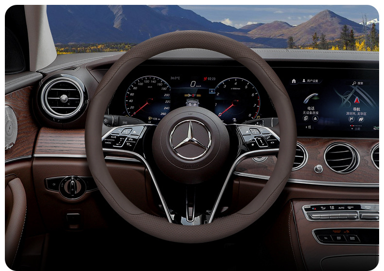 Car steering wheel cover four seasons universal car interior handle cover decorative supplies cross-border e-commerce leather steering wheel cover