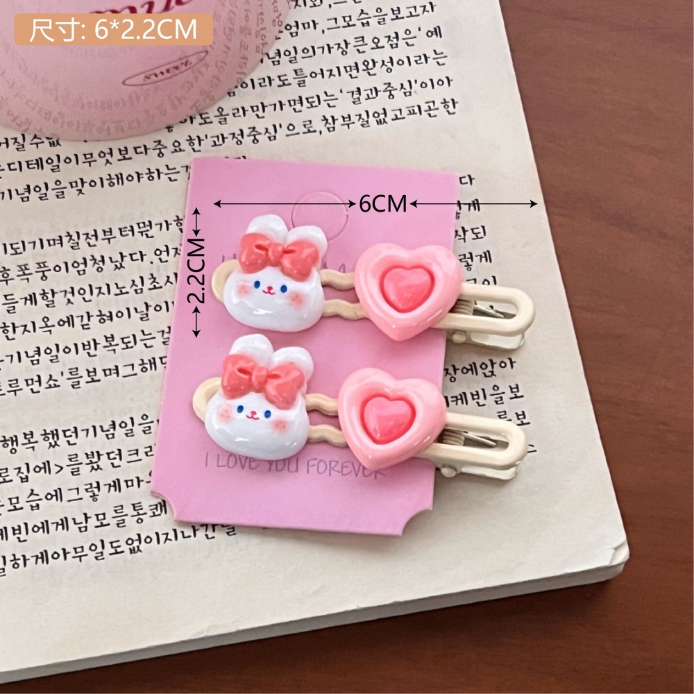 Creativo lindo cerdo cuchara de pico de pato clip horquilla dulce niña conejo flequillos clip lateral horquilla rota accesorios para el cabello