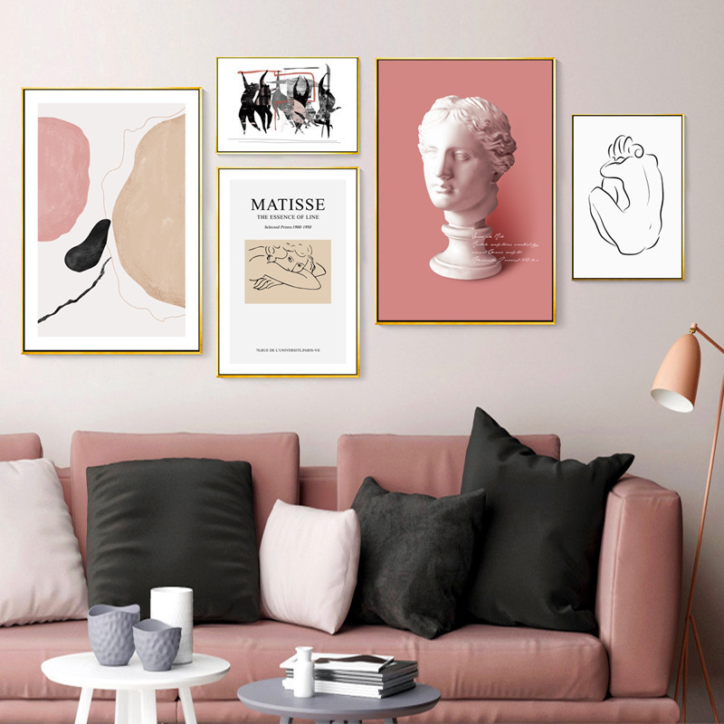 Factory Direct Sales of Light Luxury Art Combination Decorative Paintings in Nordic Style, Fresh and Simple, Suitable for Model Homes, Living Rooms, and Dining Rooms Wall Hangings