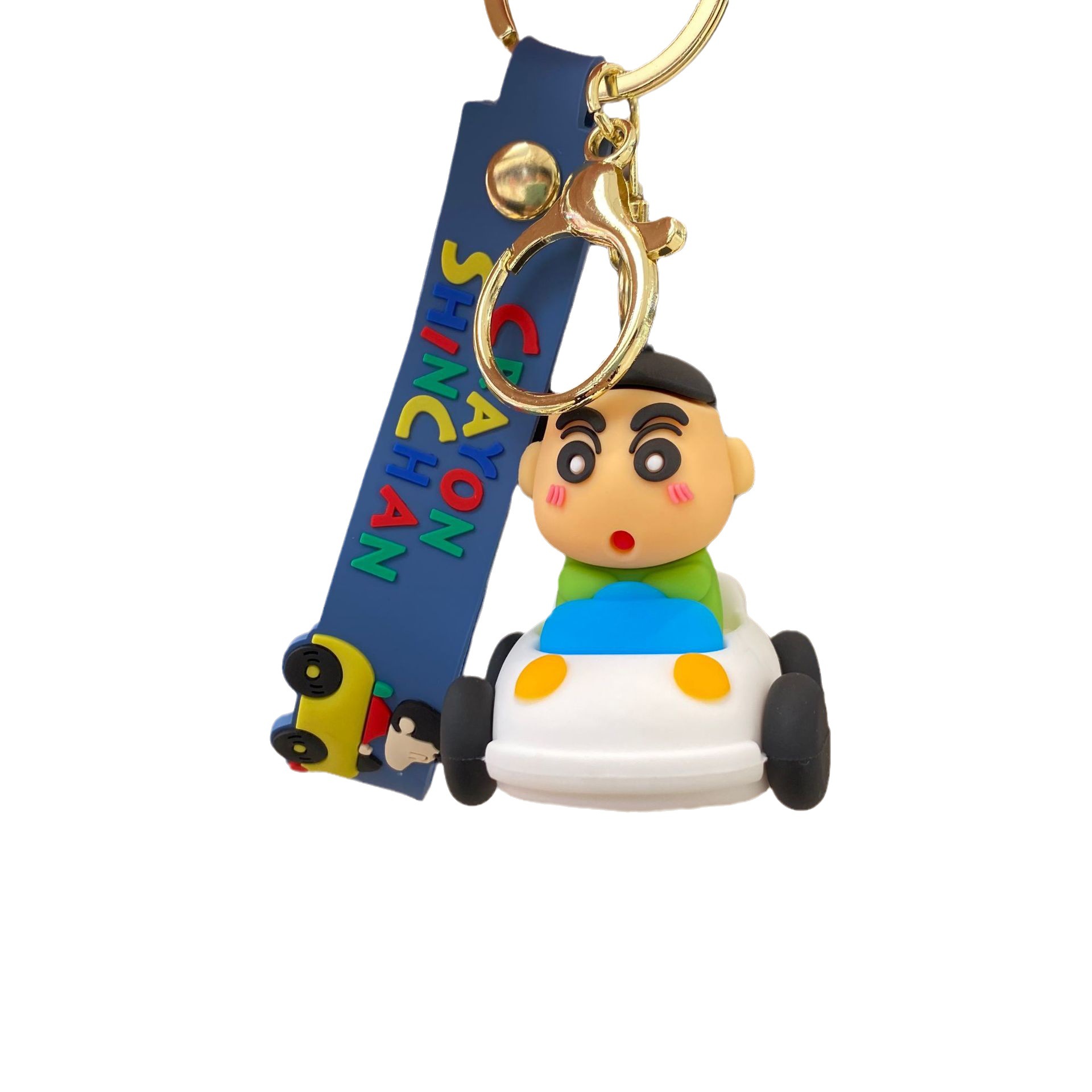 Coche de dibujos animados crayón pequeño llavero nuevo bolso de la muñeca colgante adornos de coche llavero pequeño regalo al por mayor