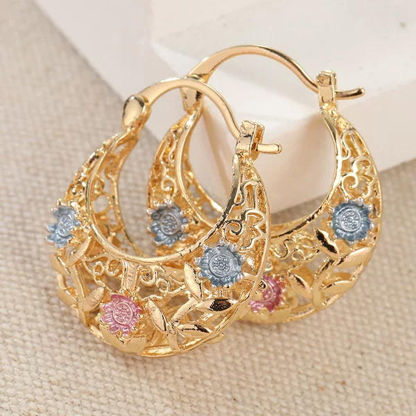 Morning Moon Cross-Border Earrings, Niche Retro Carved Earrings That Make the Face Look Smaller, Creative Hollow-Out Women's Earrings, Popular in Europe and America