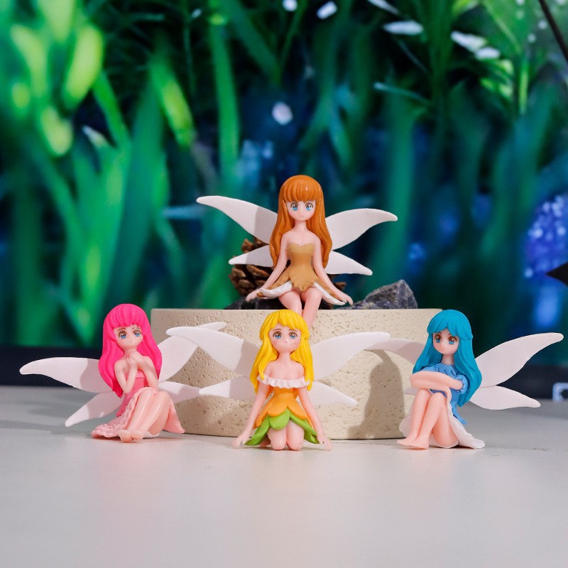 엘프 소녀 꽃 요정 PVC 장식품 공주 날개 소녀 심장 장식 크리 에이 티브 케이크 장식품 키 액세서리