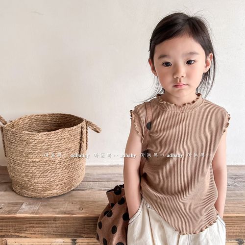Children's Clothing 2024 Summer New Products Girls Korean Summer Clothes Fungus T-shirt Raglan Sleeves Children's Vest 122309