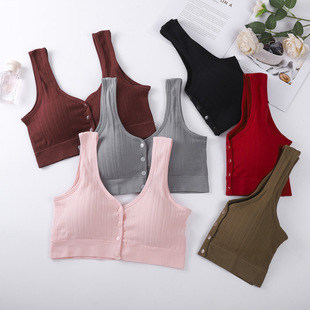 Mom's Front-Buttoned Seamless Underwear, Comfortable, Wire-Free, Breathable, Thin Vest-Style Bra for Middle-Aged and Elderly People