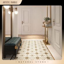 水刀黄铜大理石马赛克瓷砖背景墙别墅玄关过道地砖电梯拼花轻奢