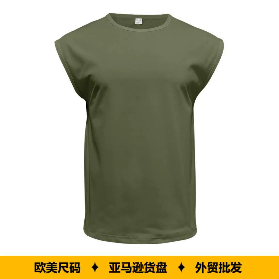 跨境亚马逊欧美男士夏季休闲运动宽松无袖打底衫透气舒适健身背心
