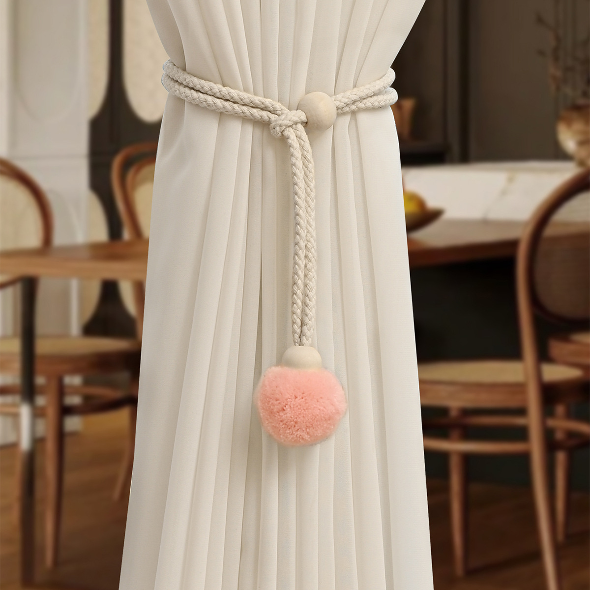 Nuevo transfronterizo de una sola bola de pelo cortina accesorios de correa de cortina Amazon Europa y América fábrica de decoración de correa de cortina en stock al por mayor