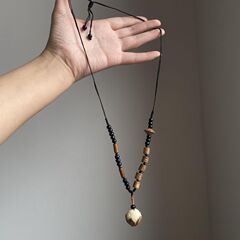 国风禅意~古风木珠白玉菩提项链女新中式复古小众设计长款毛衣链