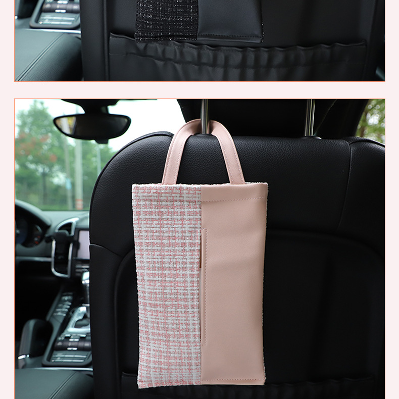 Car Tissue Box Light Luxury Fragrance Seat Back-Mounted Tissue Bag Fashion Goddess Car Tissue Storage Box