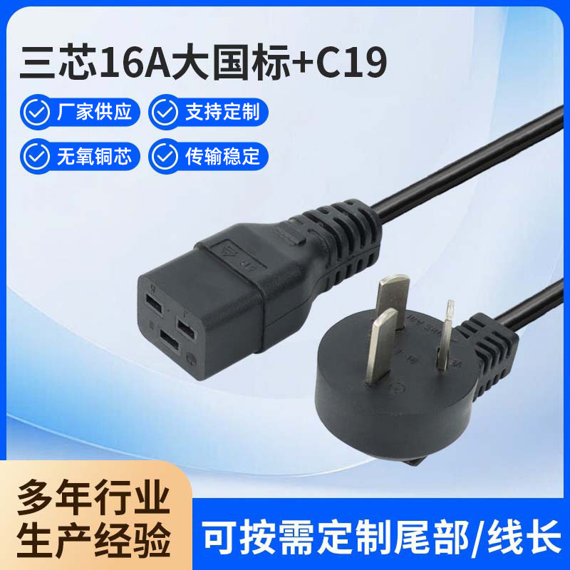 16A National Standard to C19 Plug Power Cord High Power Three-Core National Standard Power Cord Extension Cord
