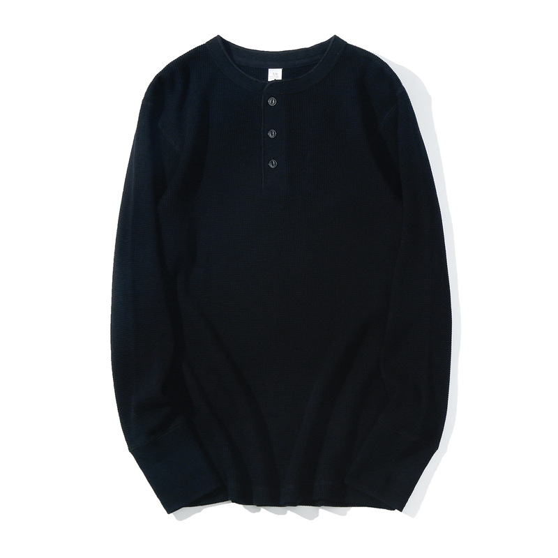 ワッフルのアメリカのレトロなカチカチと重いポンドのヘンリーの襟は底のtシャツを打ちます。