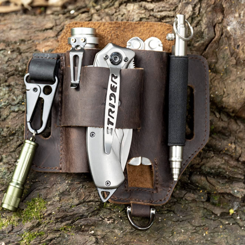 EDC herramienta táctica al aire libre caso de cuero de vaca herramienta de la cintura bolsa de herramientas de supervivencia bolsa de almacenamiento de supervivencia al aire libre