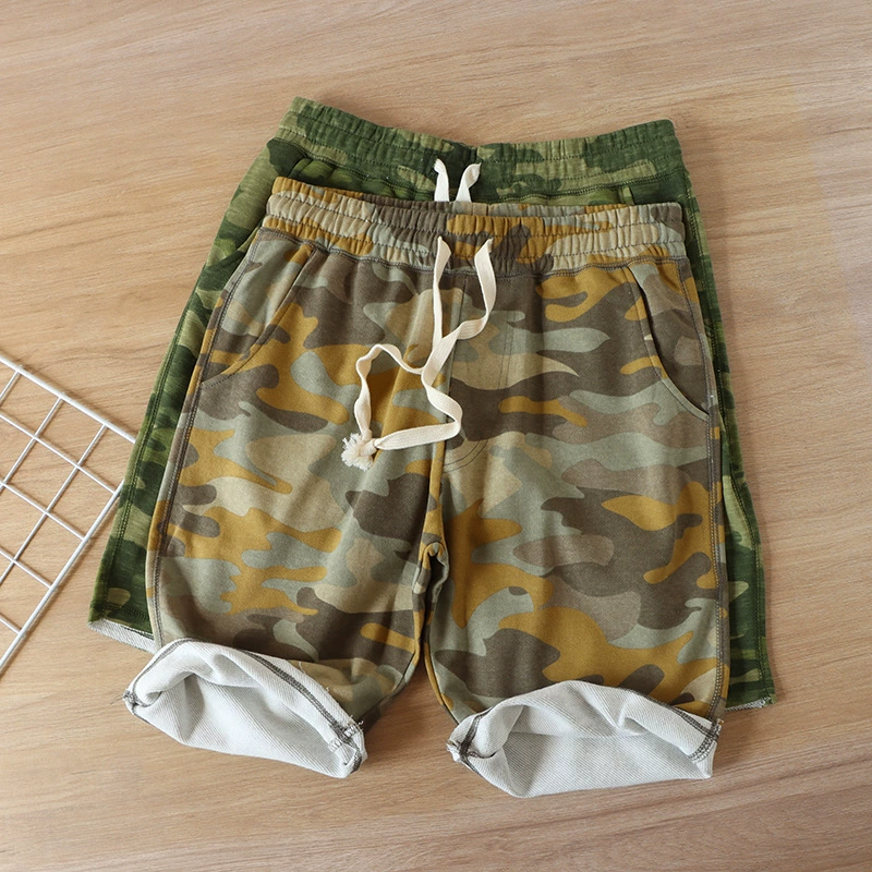 Специальная закупочная торговля, японские одиночные камуфляжные махровые шорты, выстиранные винтажные цветные брюки, свободные спортивные брюки, мужская мода