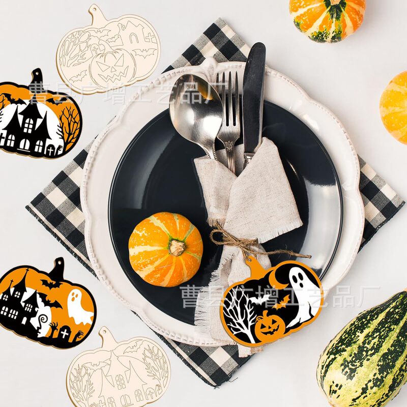 ハロウィーン木片カボチャ木装飾品カボチャ実木ストラップ装飾品手作りDIYハロウィーン装飾品|undefined