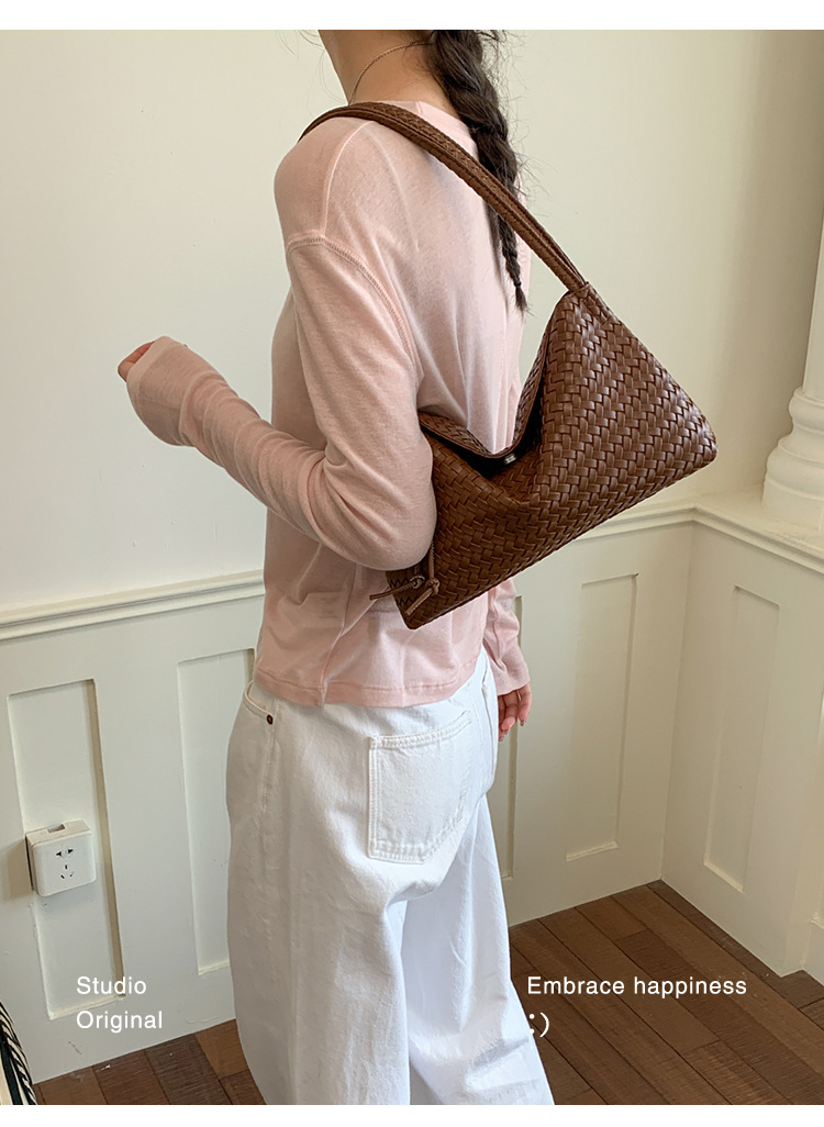 Gewebte Schultertasche Für Damen, Retro Unterarm Dumpling Tasche_voghion.com