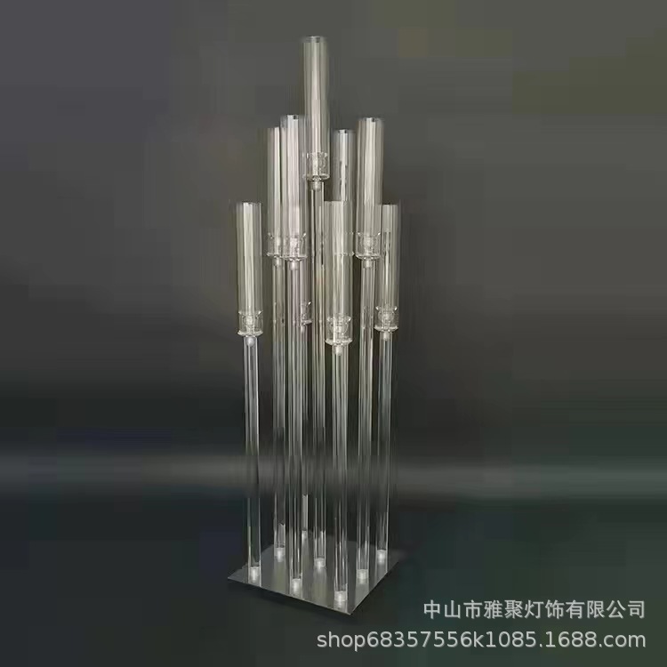 Accesorios para bodas, letreros transparentes sólidos, decoración para escenarios de bodas, exhibidores de mesa, portavelas de acrílico al por mayor