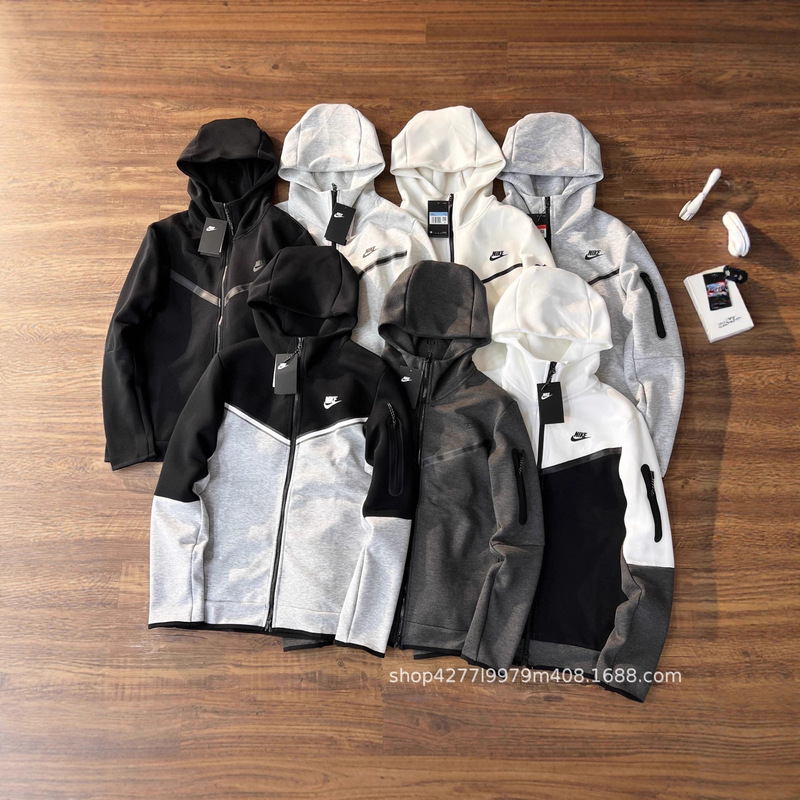 Spring and Autumn Overseas Popular Cross-Border Small Hook Nk Men's Sports Casual Windbreaker Jacket Hooded Sweatshirt