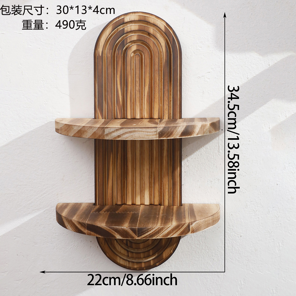 Nuevo producto transfronterizo roscado ovalado creativo estante de pared de madera maciza artesanía de madera decoración de sala de estar del hogar