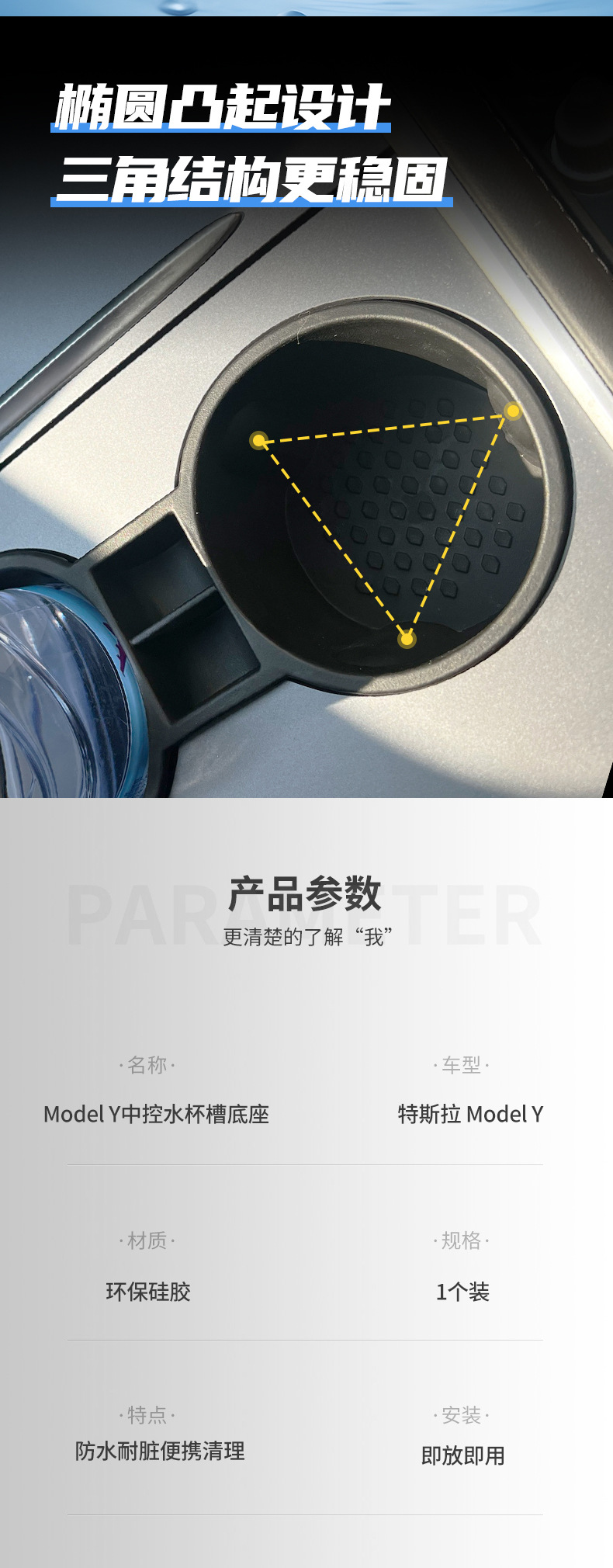 Cup Holder for Tesla Model Y Round Cup Holder Central Control