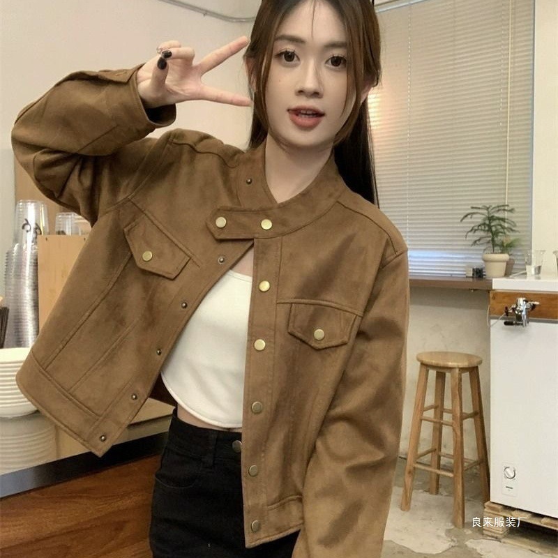 美拉德秋冬新款宽松设计短款显瘦外套小个子长袖夹克上衣外套女|undefined