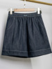 Sudu New Anti Fading Dark Blue Quarter Shorts Lyocell Cotton Elastic Loose Versatile Denim Shorts Elastic Waist