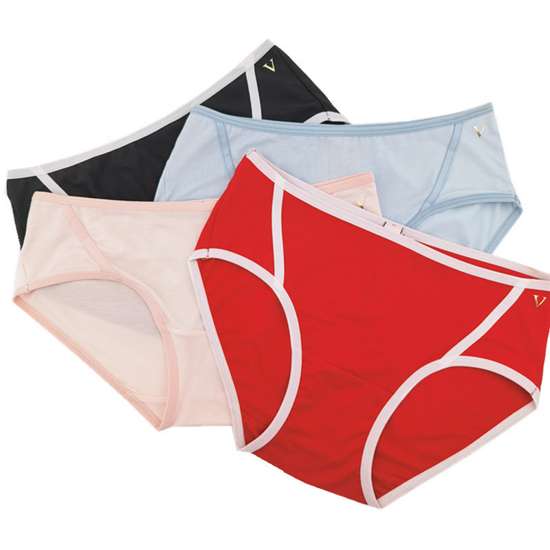 European and American Foreign Trade Large Size Weijia Underwear Modal Mid-Waist Full Hip Yoga Sports Triangle Red Women's Underwear