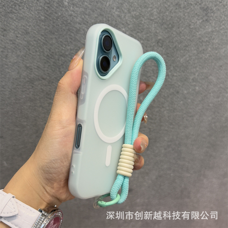 Apple 16promax ゼリー肌感触ツーインワン携帯電話ケース iPhone17 つや消し磁気吸引 15 ストラップカバーに適しています。|undefined